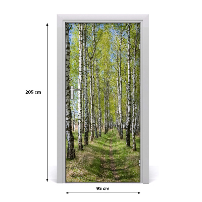 Poster adesivo per porta Foresta di betulla