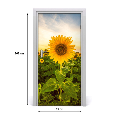 Adesivo per porta Campo di girasole