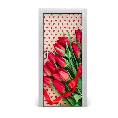 Adesivo per porta interna Tulipani rossi