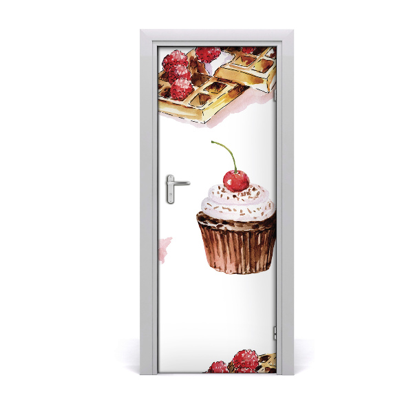 Adesivo per porta Muffin e waffle