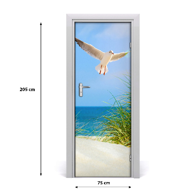 Adesivo per porta Gabbiano sopra le dune