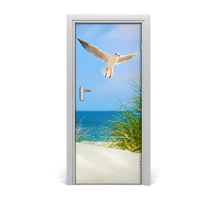 Adesivo per porta Gabbiano sopra le dune