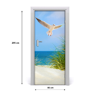 Adesivo per porta Gabbiano sopra le dune