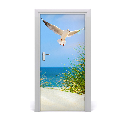 Adesivo per porta Gabbiano sopra le dune