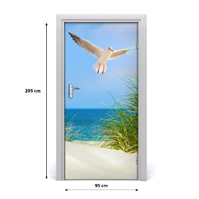 Adesivo per porta Gabbiano sopra le dune