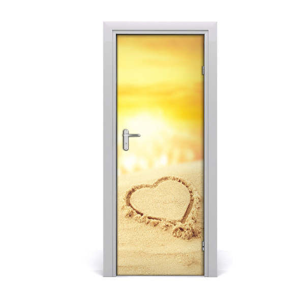 Adesivo per porta interna Cuore sulla spiaggia