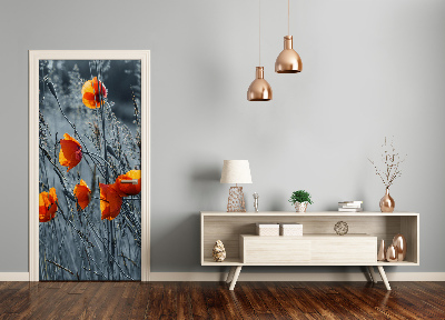Poster adesivo per porta Poppies da campo