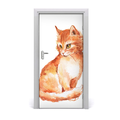 Adesivo per porta interna Gatto rosso