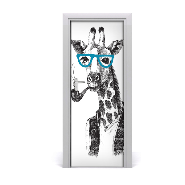 Adesivo per porta interna Giraffe con occhiali