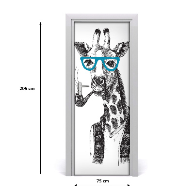 Adesivo per porta interna Giraffe con occhiali