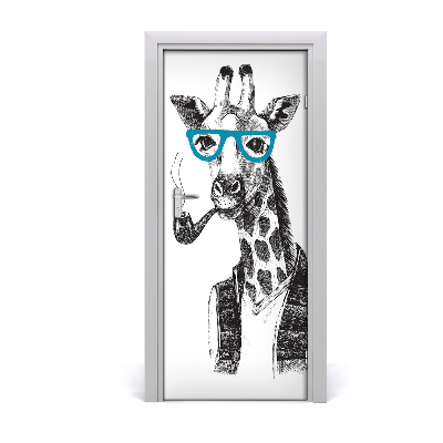 Adesivo per porta interna Giraffe con occhiali