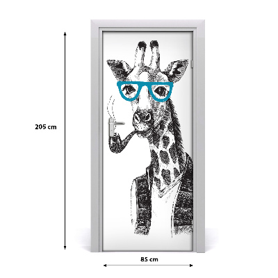 Adesivo per porta interna Giraffe con occhiali