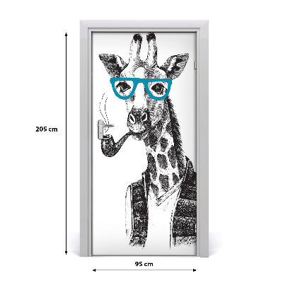 Adesivo per porta interna Giraffe con occhiali