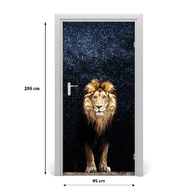 Adesivo per porta Leone sullo sfondo delle stelle