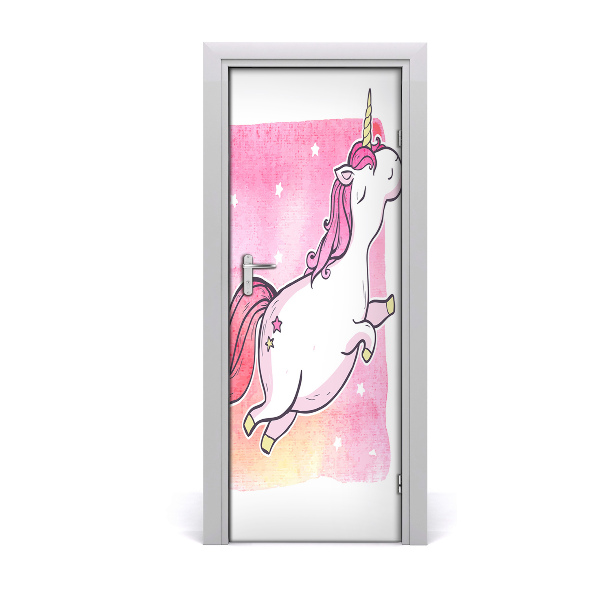 Adesivo per porta Unicorno rosa