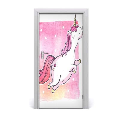 Adesivo per porta Unicorno rosa
