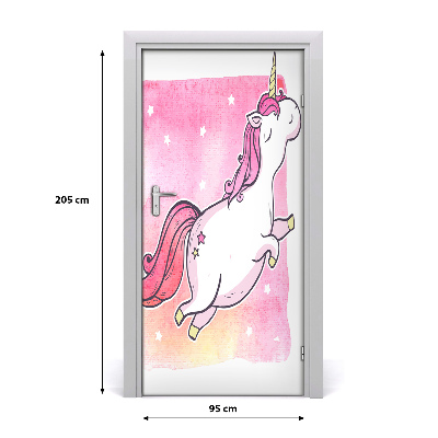 Adesivo per porta Unicorno rosa