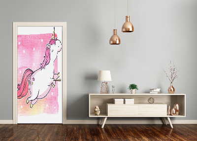 Adesivo per porta Unicorno rosa