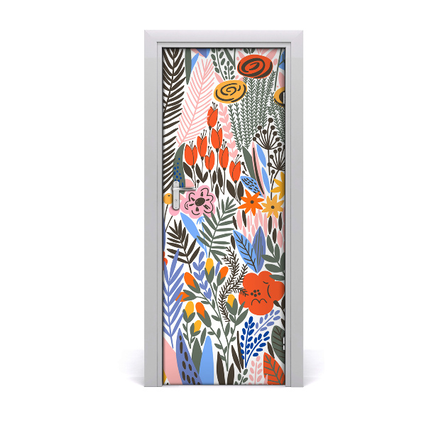 Adesivo per porta interna Fiori tropicali