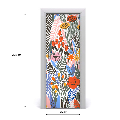 Adesivo per porta interna Fiori tropicali