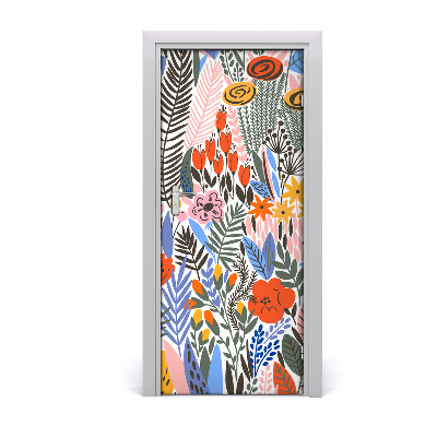 Adesivo per porta interna Fiori tropicali