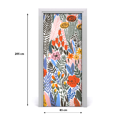 Adesivo per porta interna Fiori tropicali