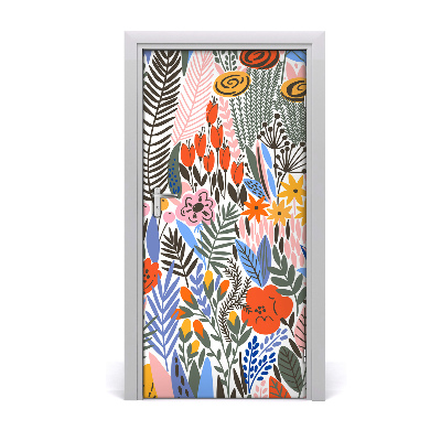 Adesivo per porta interna Fiori tropicali