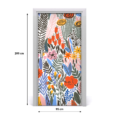 Adesivo per porta interna Fiori tropicali