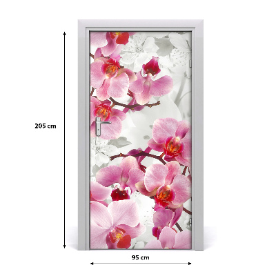Poster adesivo per porta Orchidea rosa