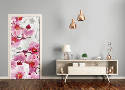 Poster adesivo per porta Orchidea rosa