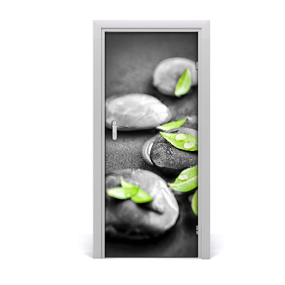 Adesivo per porta Foglie di pietre Zen