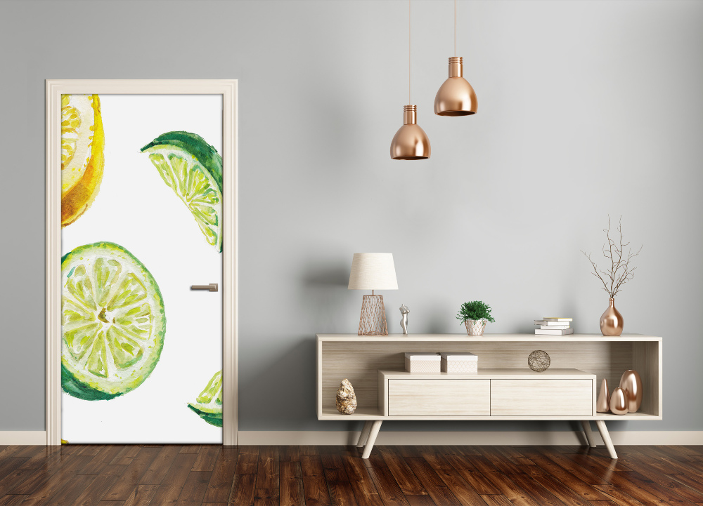 Adesivo per porta Limoni sul legno 75x205 cm