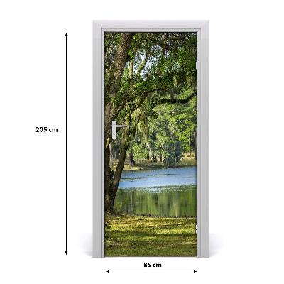 Adesivo per porta Lago nel parco