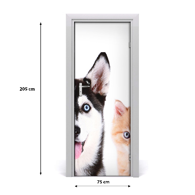 Poster adesivo per porta Cane e gatto