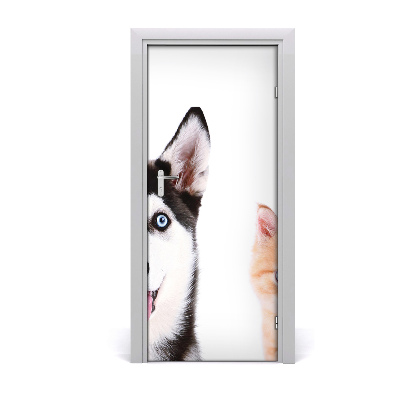 Poster adesivo per porta Cane e gatto