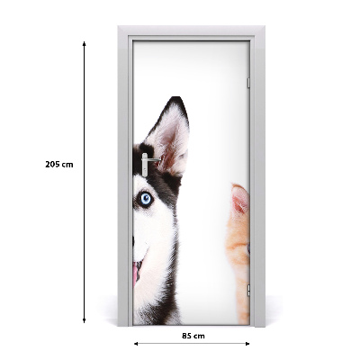 Poster adesivo per porta Cane e gatto
