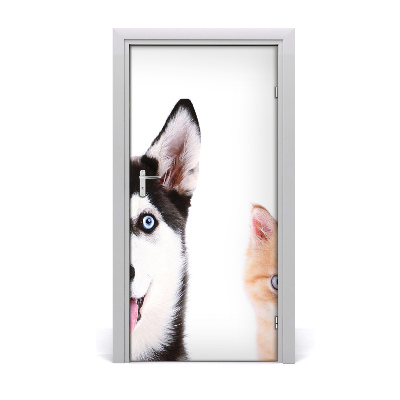 Poster adesivo per porta Cane e gatto