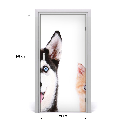 Poster adesivo per porta Cane e gatto