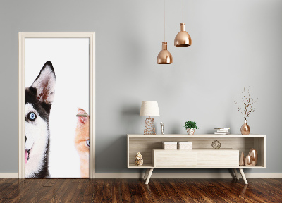 Poster adesivo per porta Cane e gatto