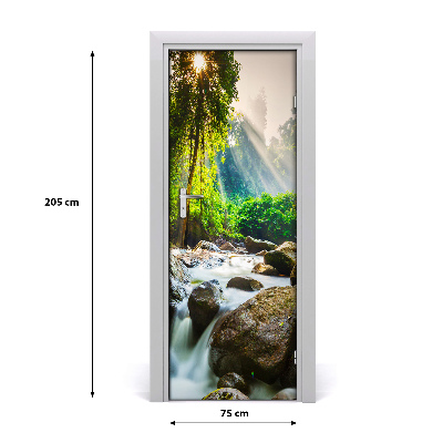 Adesivo per porta interna Cascata nella foresta