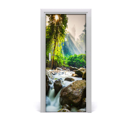 Adesivo per porta interna Cascata nella foresta