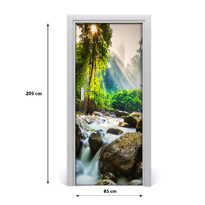 Adesivo per porta interna Cascata nella foresta