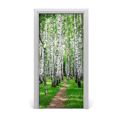 Adesivo per porta Foresta di betulla