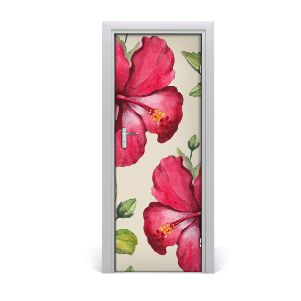 Adesivo per porta Fiori hawaiani