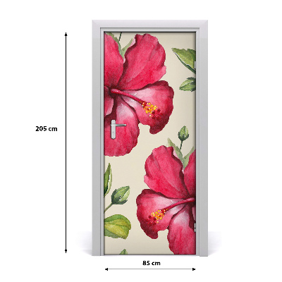 Adesivo per porta Fiori hawaiani