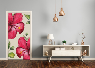 Adesivo per porta Fiori hawaiani