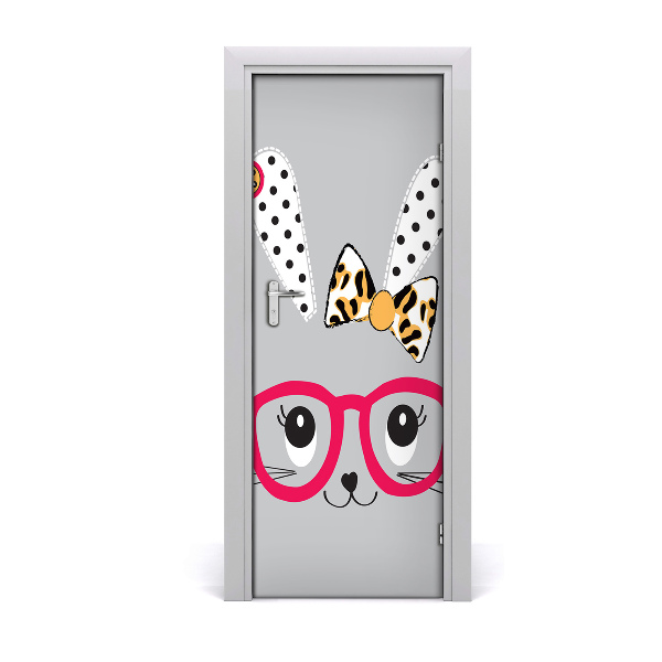 Sticker porta Coniglio con occhiali