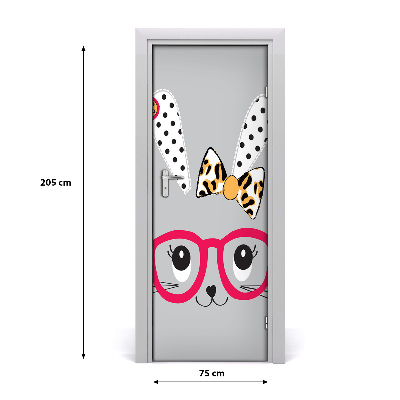 Sticker porta Coniglio con occhiali