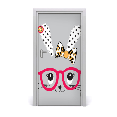 Sticker porta Coniglio con occhiali