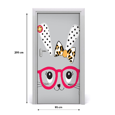 Sticker porta Coniglio con occhiali